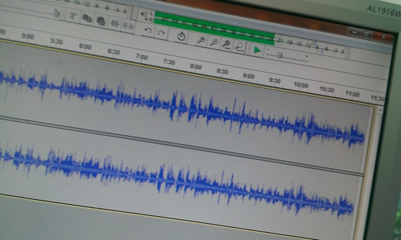 Audio opname in beeld op de computer